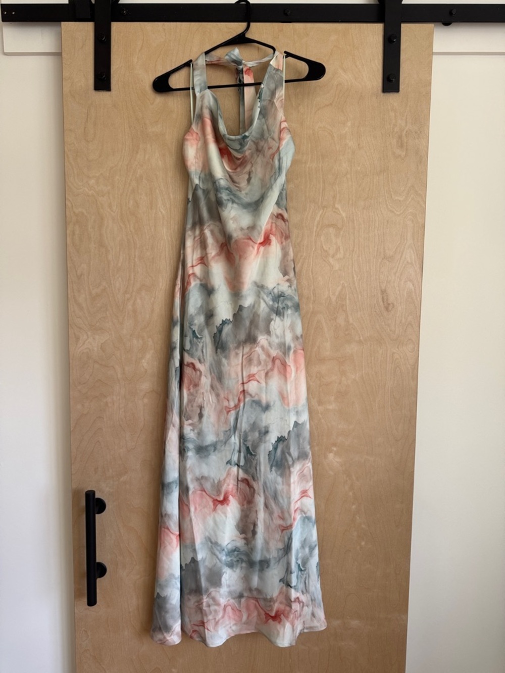 Sincerely Jules Maxi Dress in Coral, Gray and Cream Watercolor Print